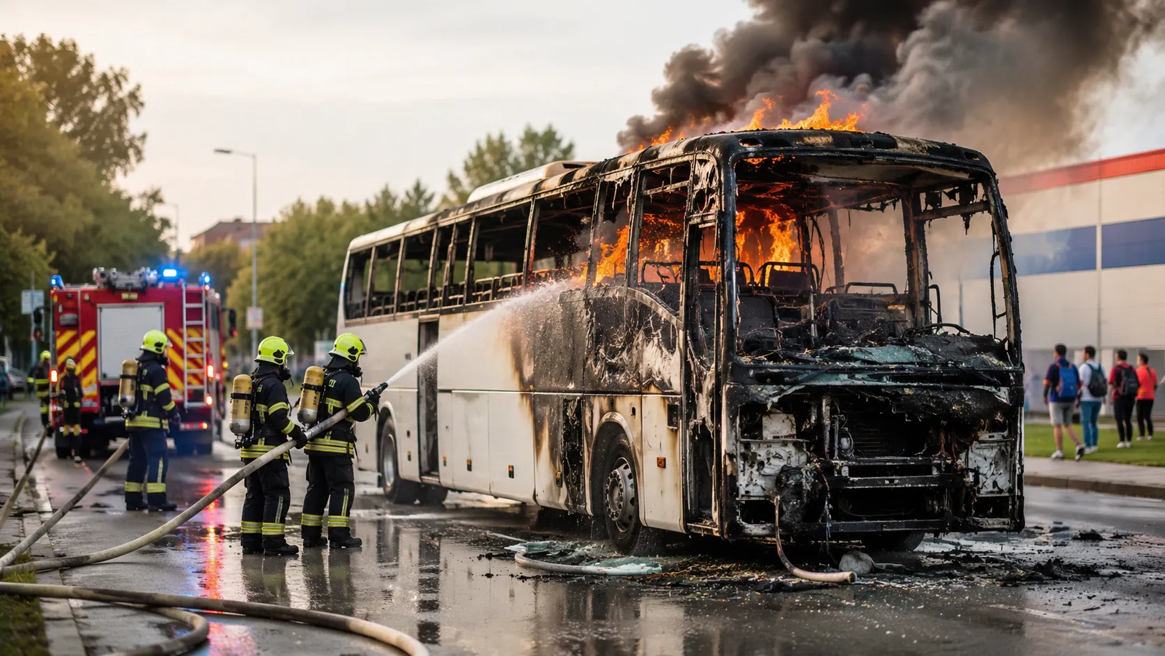V Nitre horel autobus s deťmi. Rýchla evakuácia zabránila tragédii